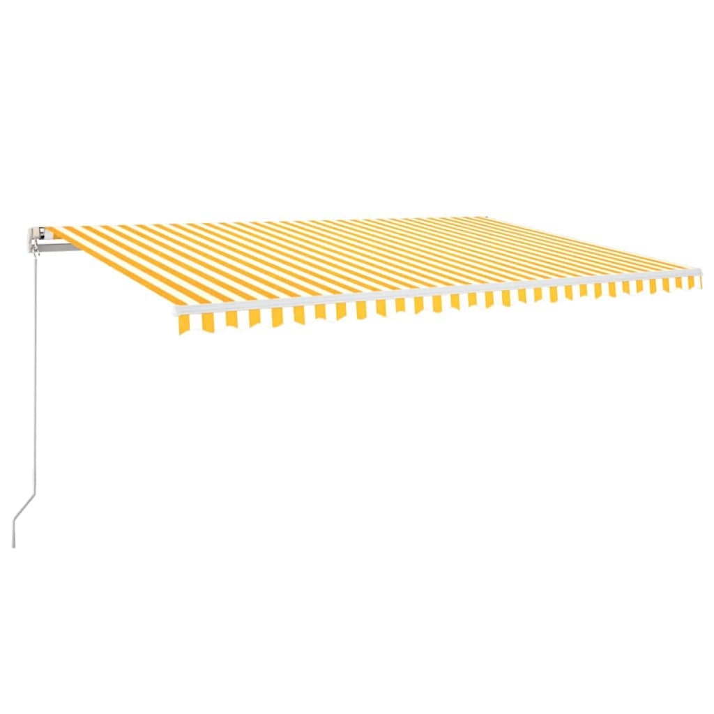 vidaXL Toldo autom. LED e sensor de vento 500x300 cm amarelo/branco