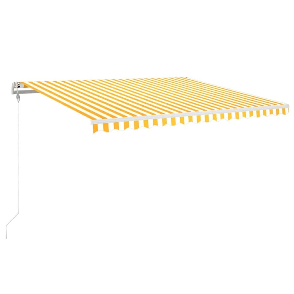 vidaXL Toldo automático LED e sensor de vento 400x350cm amarelo/branco