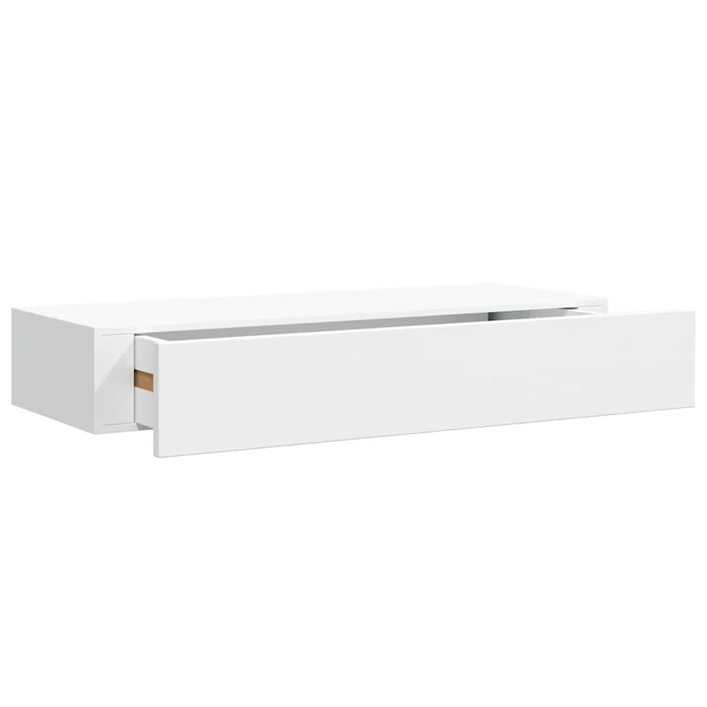 vidaXL Prateleira de parede com gaveta MDF 60x23,5x10 cm branco