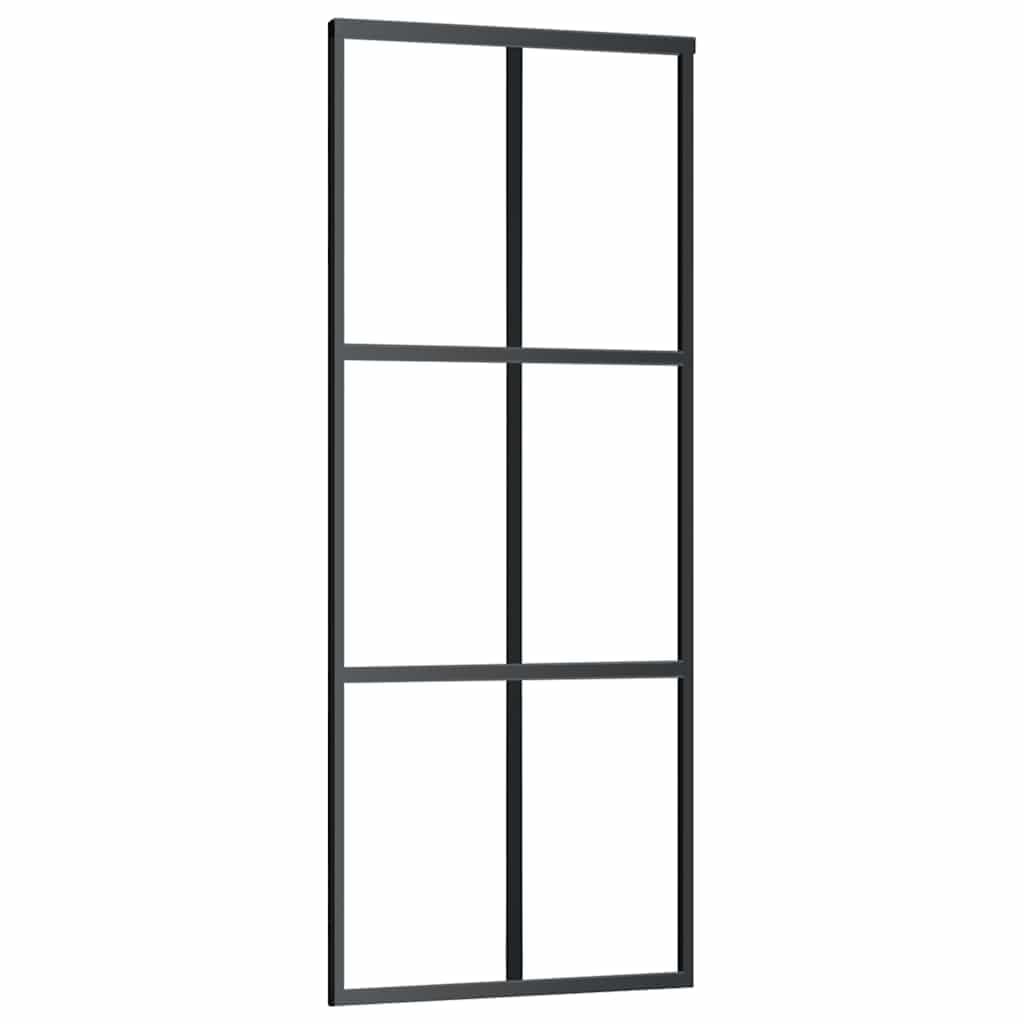 vidaXL Porta deslizante em vidro ESG e alumínio 76x205 cm preto