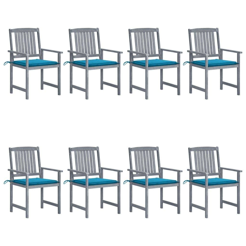 vidaXL Cadeiras de jardim c/ almofadões 8 pcs acácia maciça cinzento