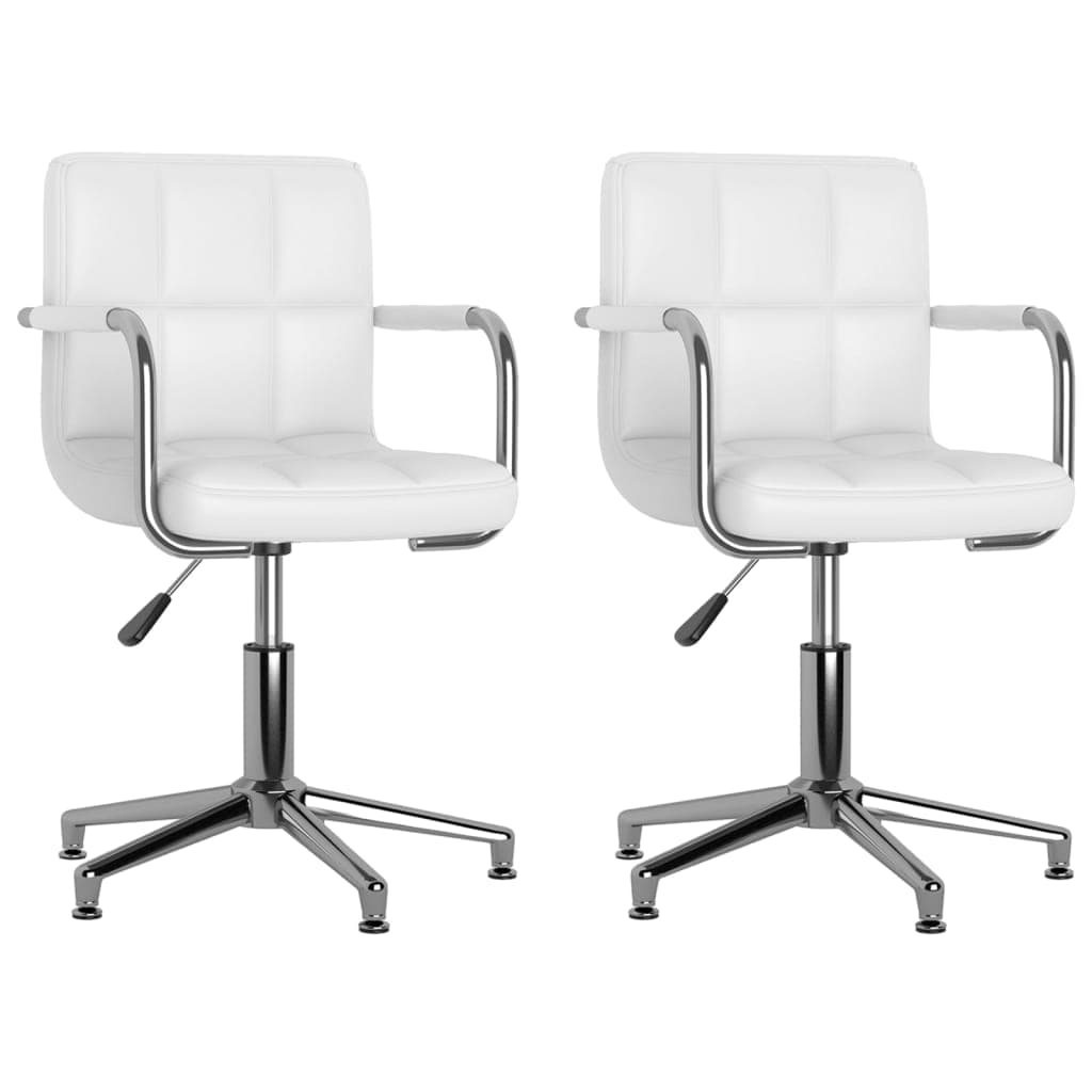 vidaXL Cadeiras de jantar giratórias 2 pcs couro artificial branco