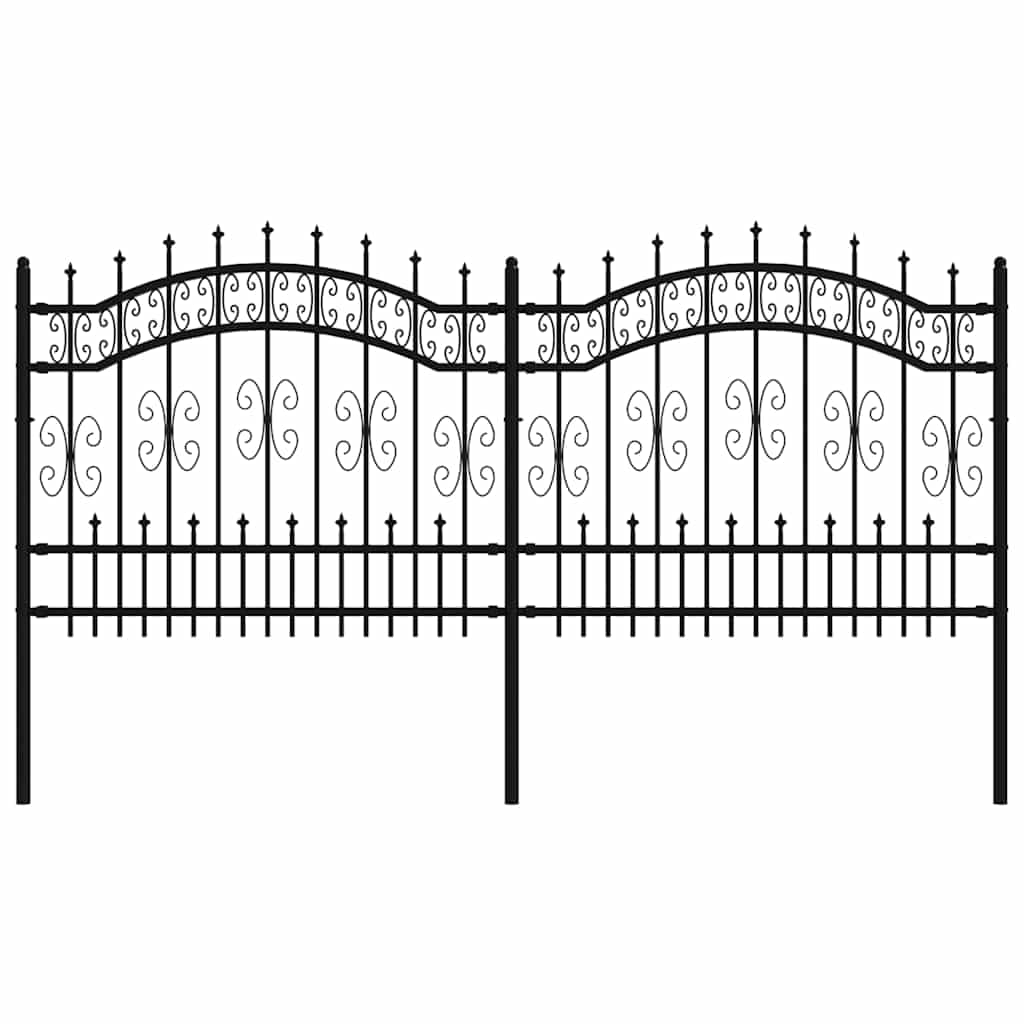 vidaXL Cerca de jardim KAMPEN com ponta em forma de lança, preto, 240x100 cm, em aço.