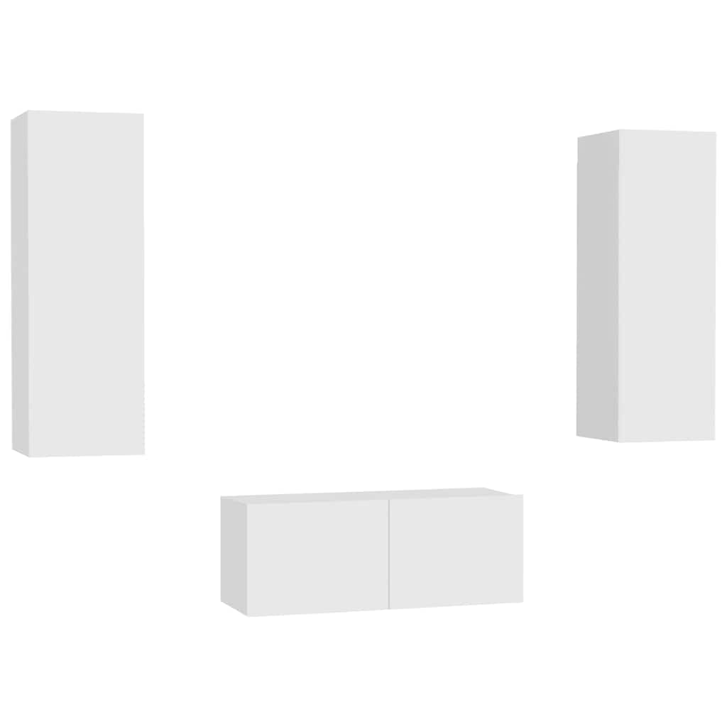 vidaXL 3 pcs conjunto de móveis de TV derivados de madeira branco