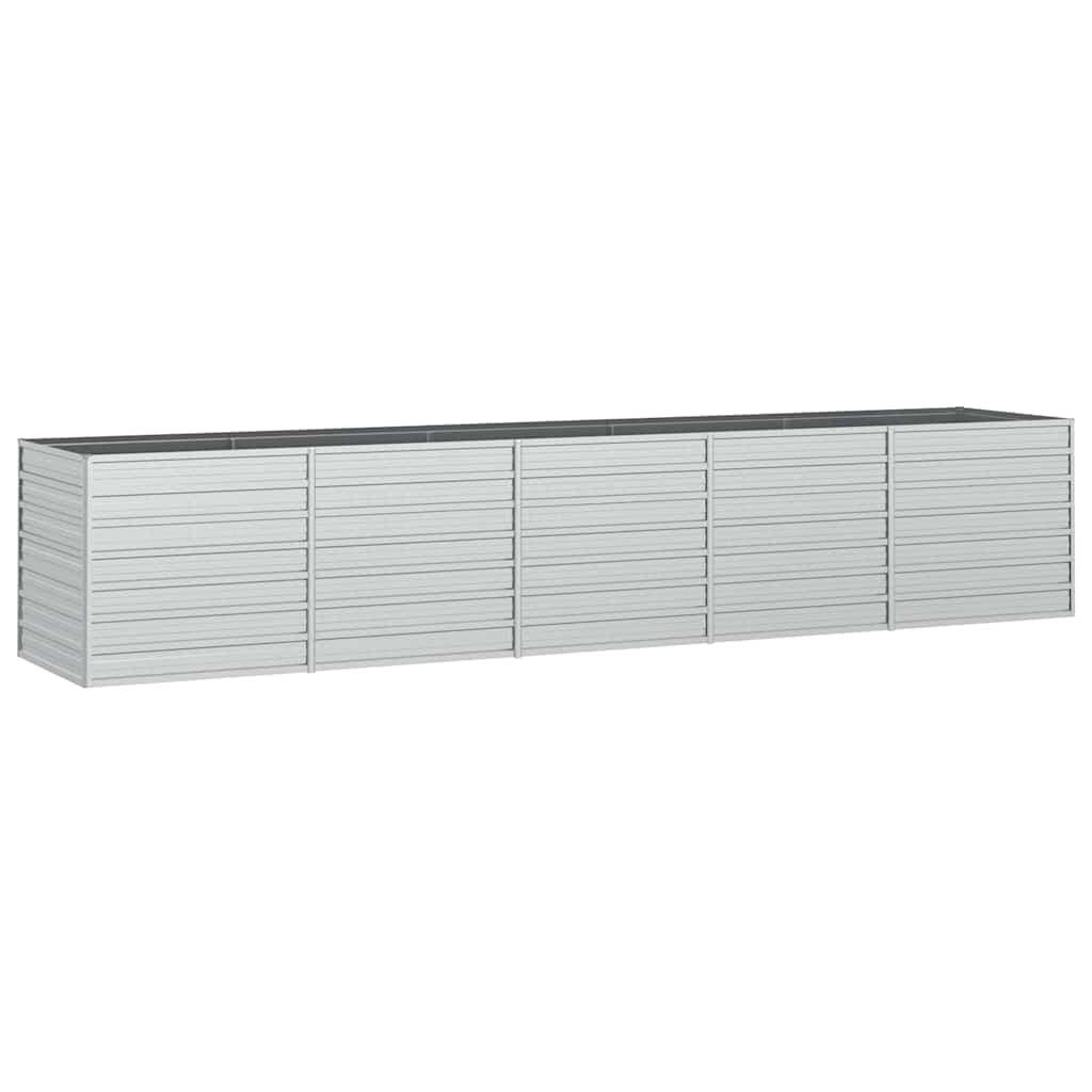 vidaXL Canteiro elevado de jardim 400x80x77cm aço galvanizado prateado