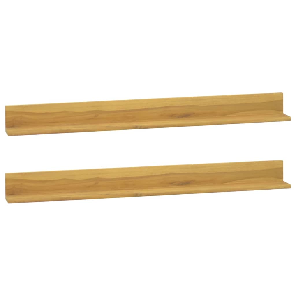 vidaXL Prateleiras de parede 2 pcs 110x10x10 cm madeira de teca maciça