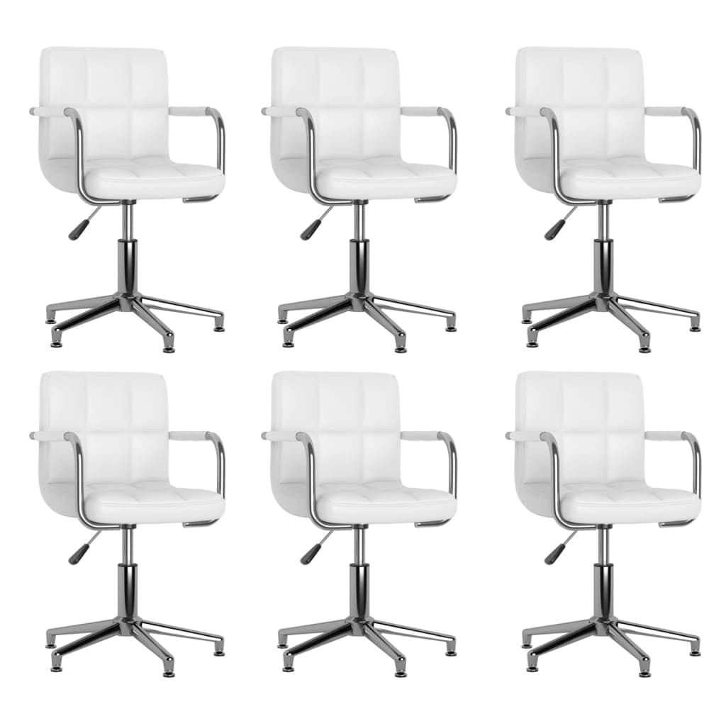 vidaXL Cadeiras de jantar giratórias 6 pcs couro artificial branco