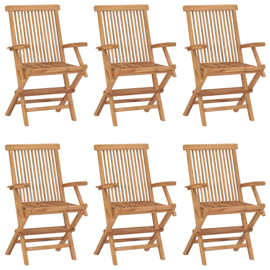 vidaXL Cadeiras de jardim dobráveis 6 pcs madeira de teca maciça