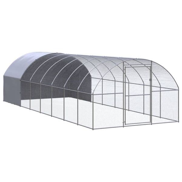 Galinheiro de Exterior 3x8x2 M Aço Galvanizado - 3095475