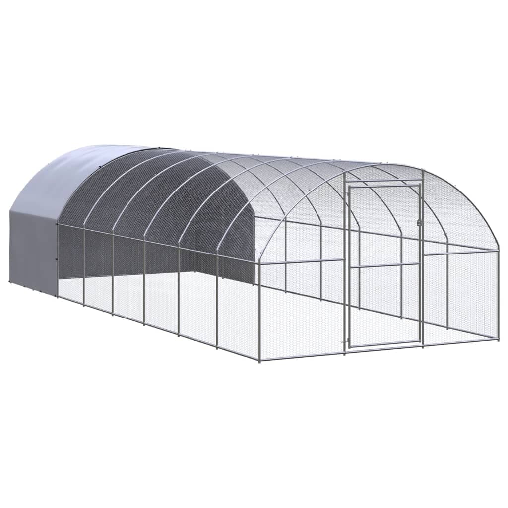 Galinheiro de Exterior 3x8x2 M Aço Galvanizado - 3095475