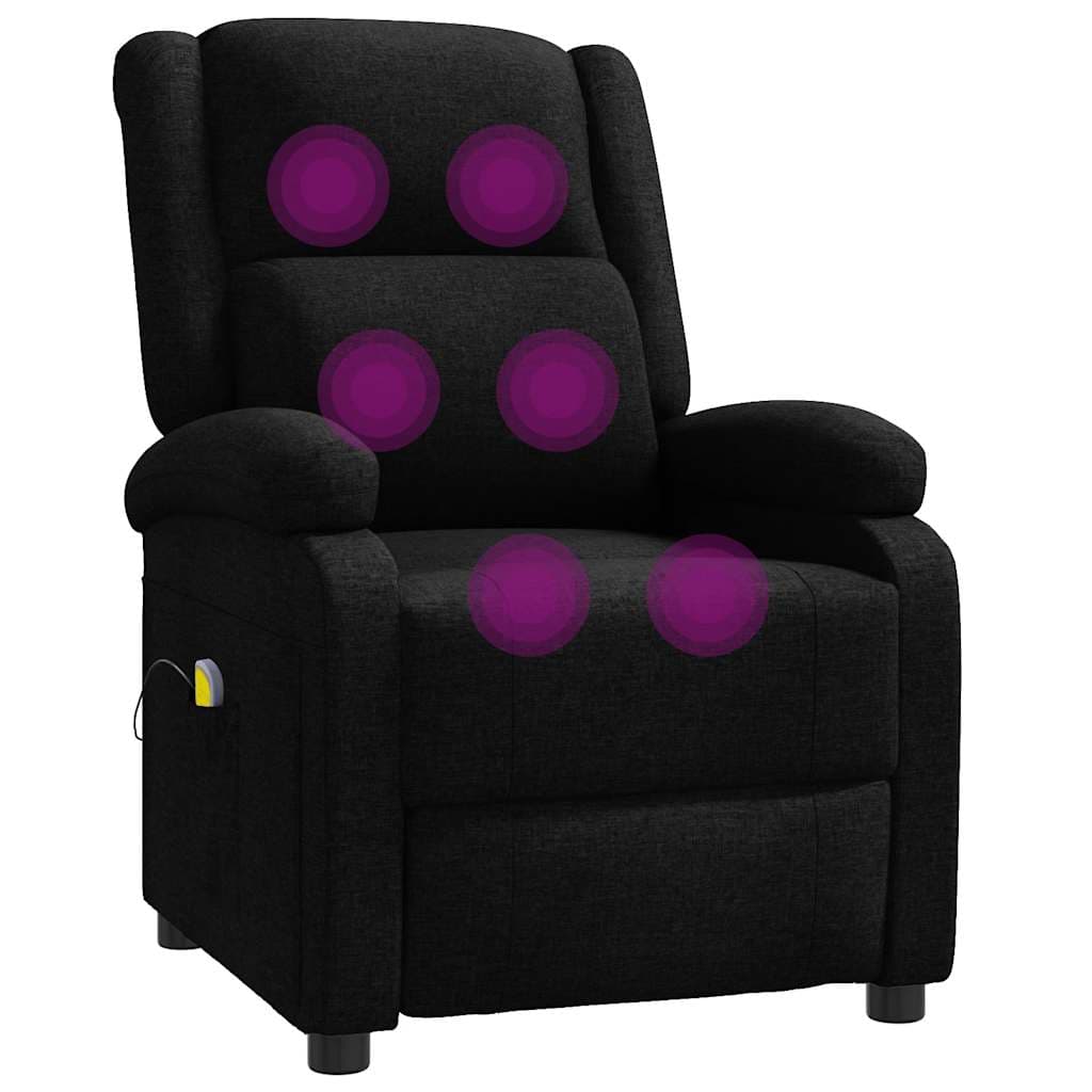 vidaXL Poltrona de massagens tecido preto