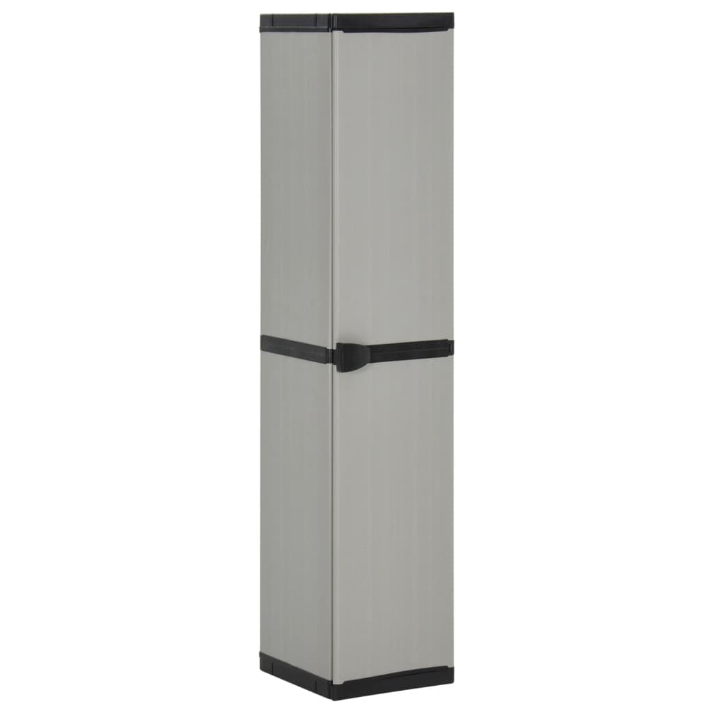 vidaXL Armário arrumação jardim 3 prateleiras 34x40x168cm cinza/preto
