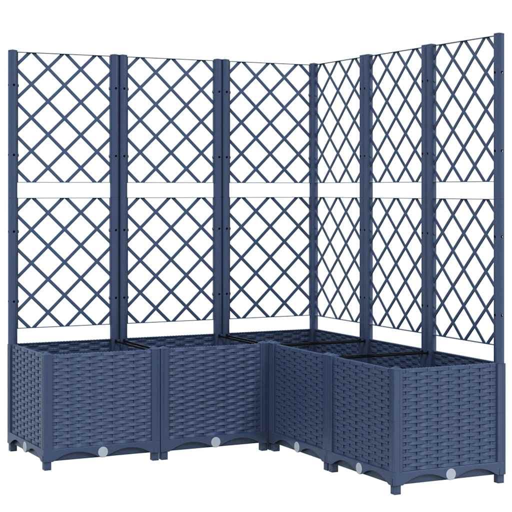 vidaXL Vaso/floreira jardim c/ treliça 120x120x136 cm PP cinzento azul