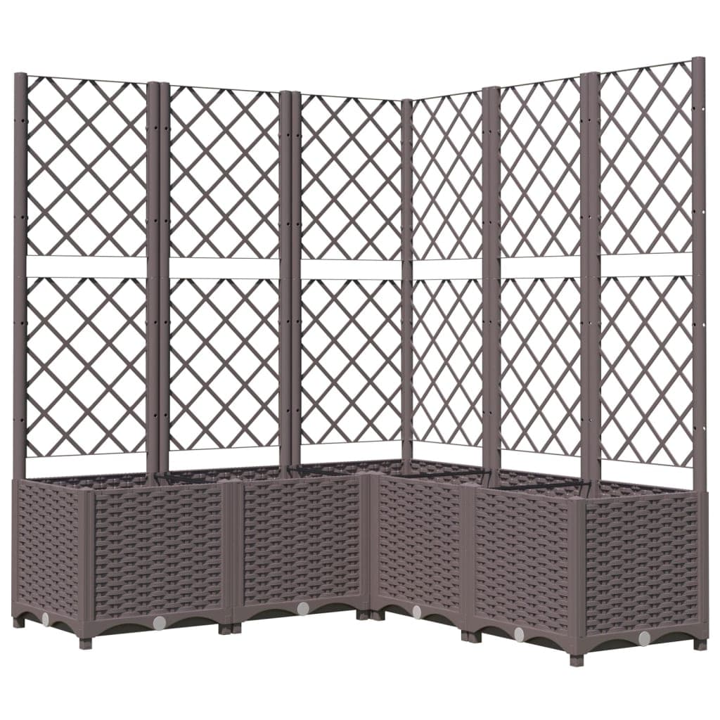 vidaXL Vaso/floreira jardim c/ treliça 120x120x136 cm PP castanho