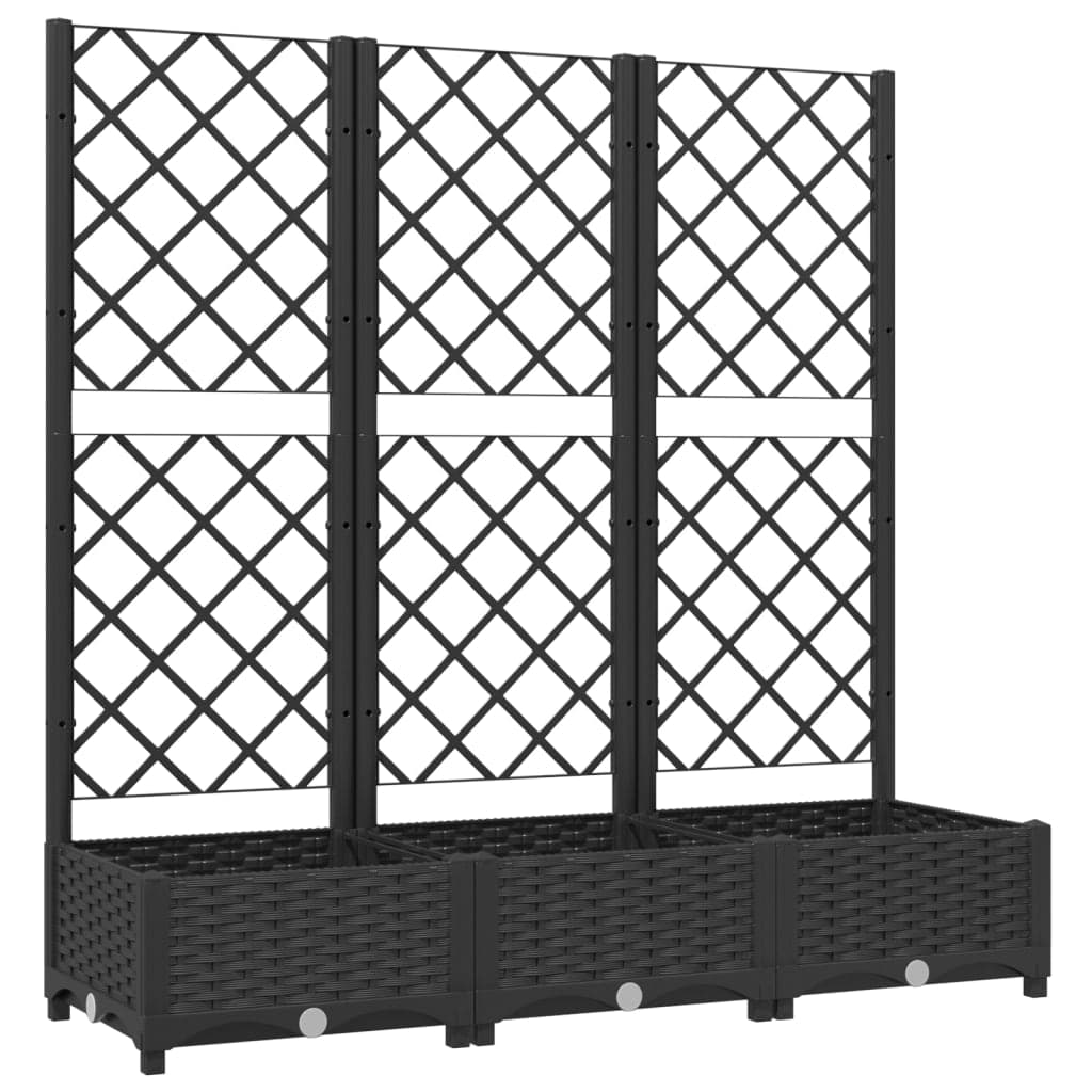 vidaXL Vaso de jardim com treliça preto 120x40x121,5 cm PP