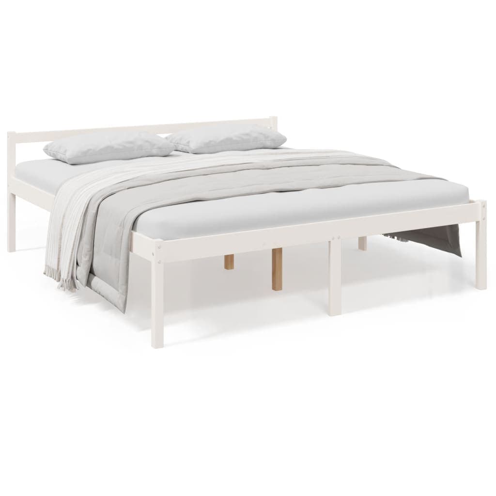 vidaXL Cama para idosos super king size 180x200 cm pinho maciço branco