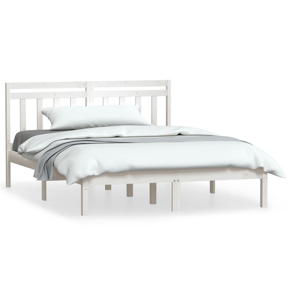 vidaXL Estrutura de cama 140x200 cm madeira de pinho maciça branco
