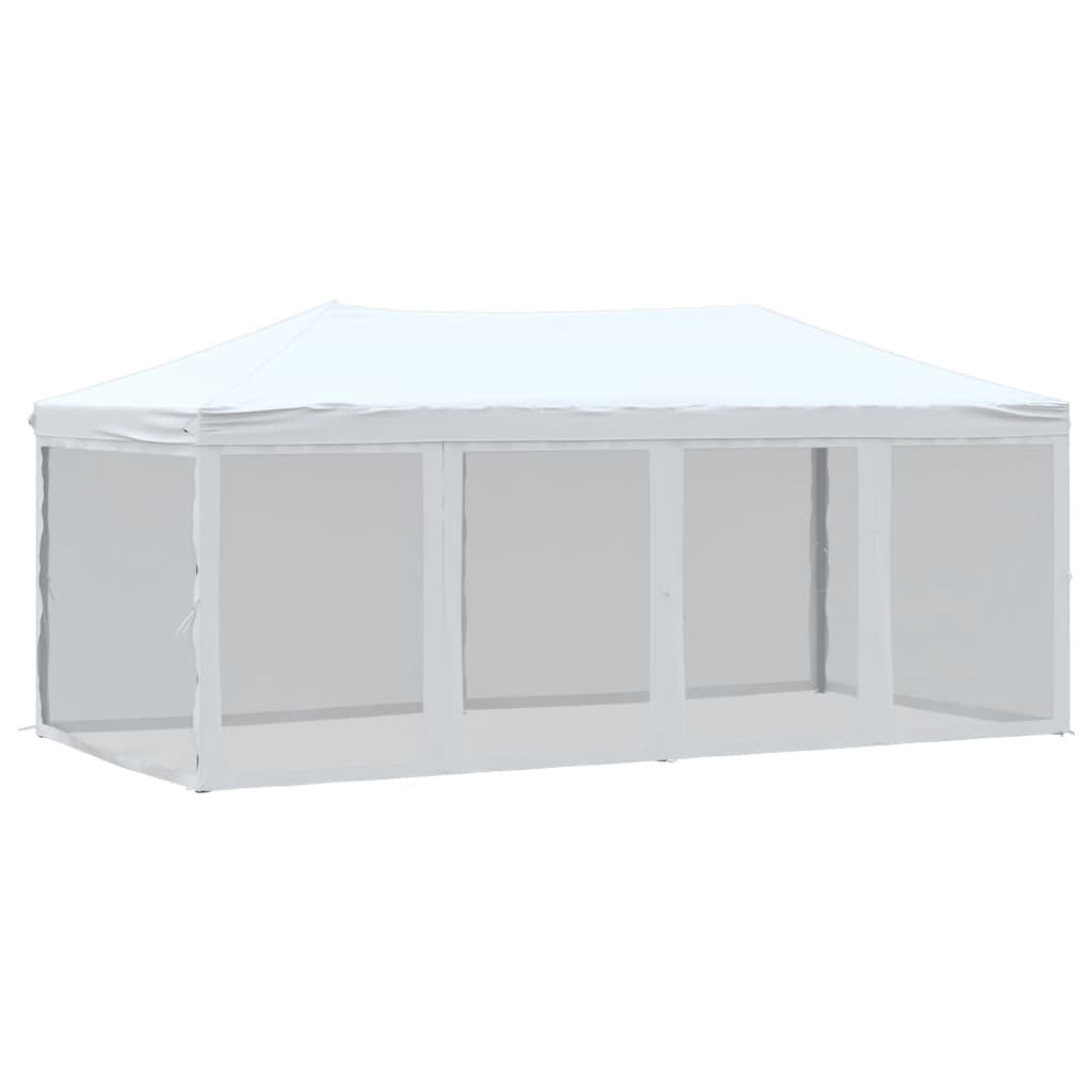 vidaXL Tenda para festas dobrável com paredes laterais 3x6 m branco