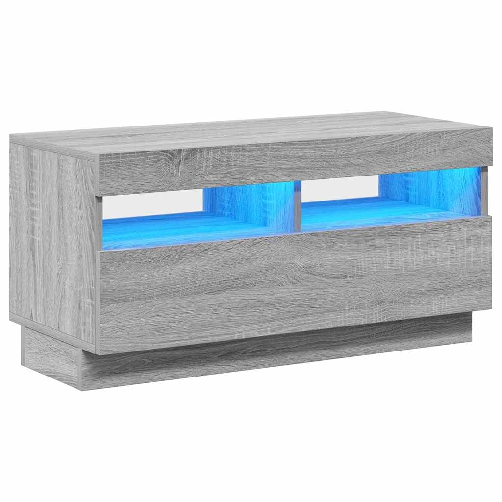 vidaXL Móvel de TV com luzes LED 80x35x40 cm sonoma cinzento