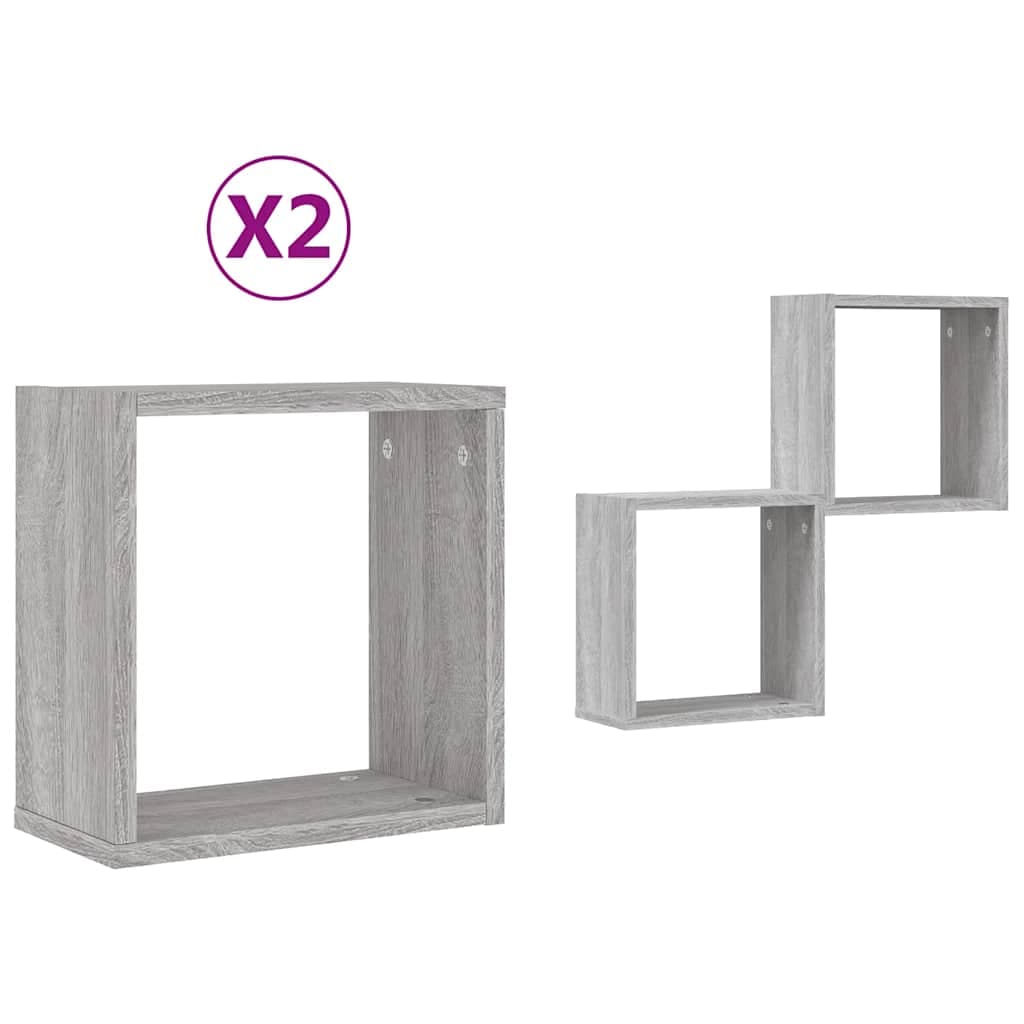 vidaXL Prateleiras de Parede Forma de Cubo 2 Peças 30x15x30 cm - 2480032057