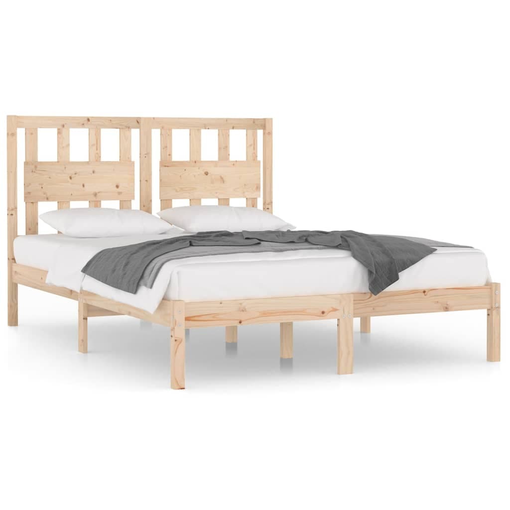 vidaXL Estrutura de cama casal 135x190 cm pinho maciço