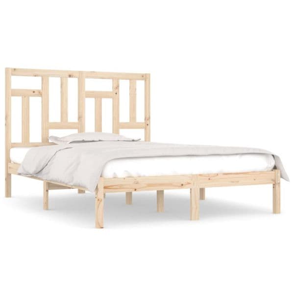 vidaXL Estrutura de Cama Casal 135x190 cm Madeira Maciça - 106080752