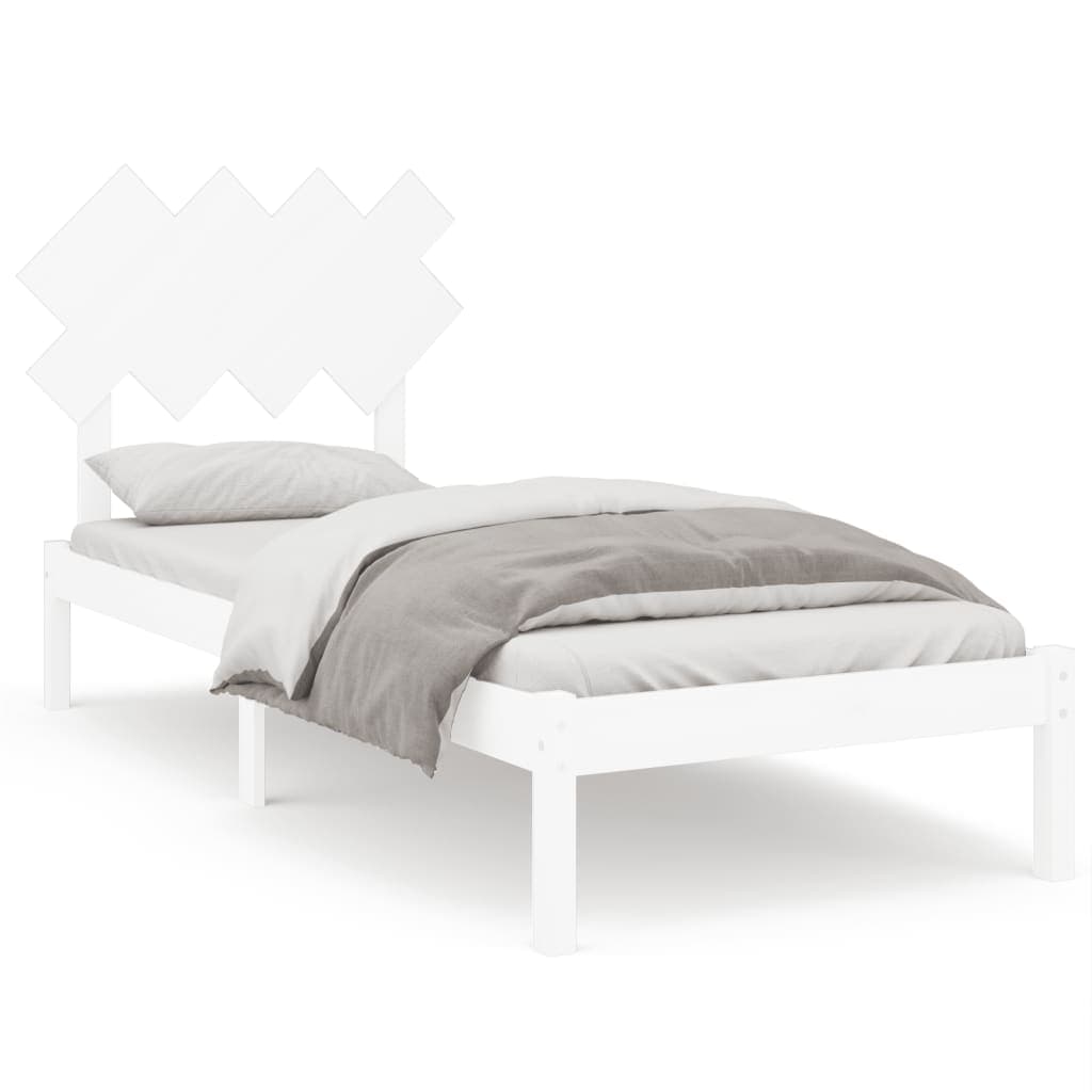 vidaXL Estrutura de cama solteiro 90x190 cm madeira maciça branco