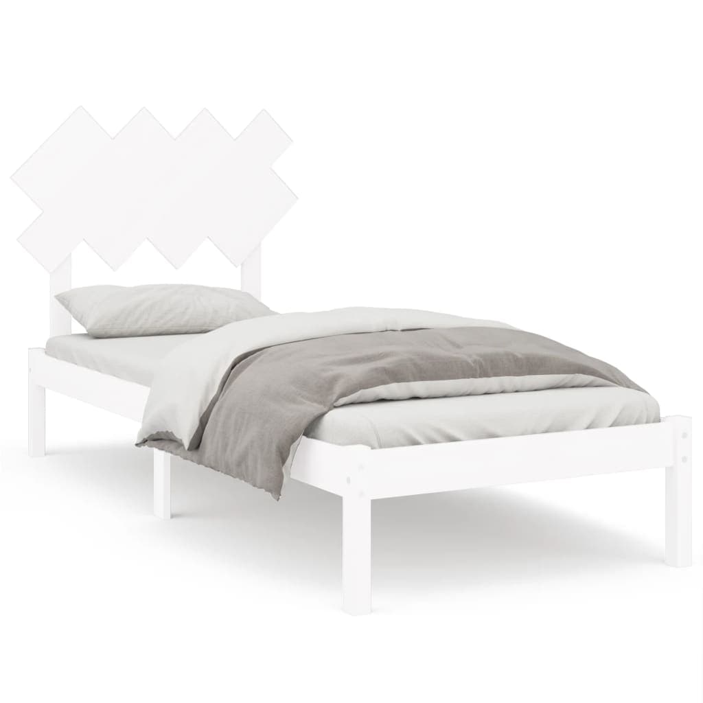 vidaXL Estrutura de cama 90x200 cm madeira maciça branco