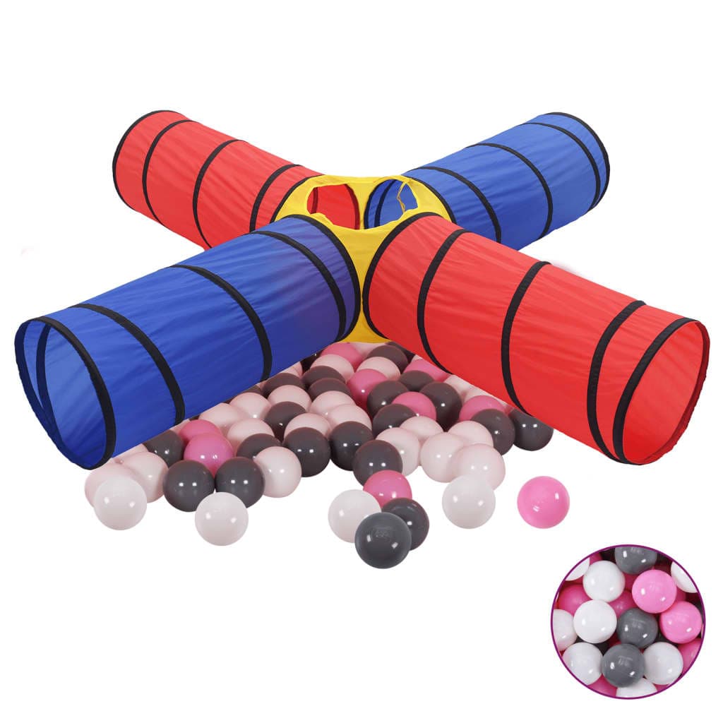 vidaXL Túnel de brincar infantil c/ 250 bolas multicor