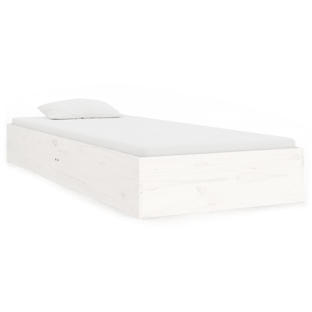 vidaXL Estrutura de cama solteiro 90x190 cm madeira maciça branco
