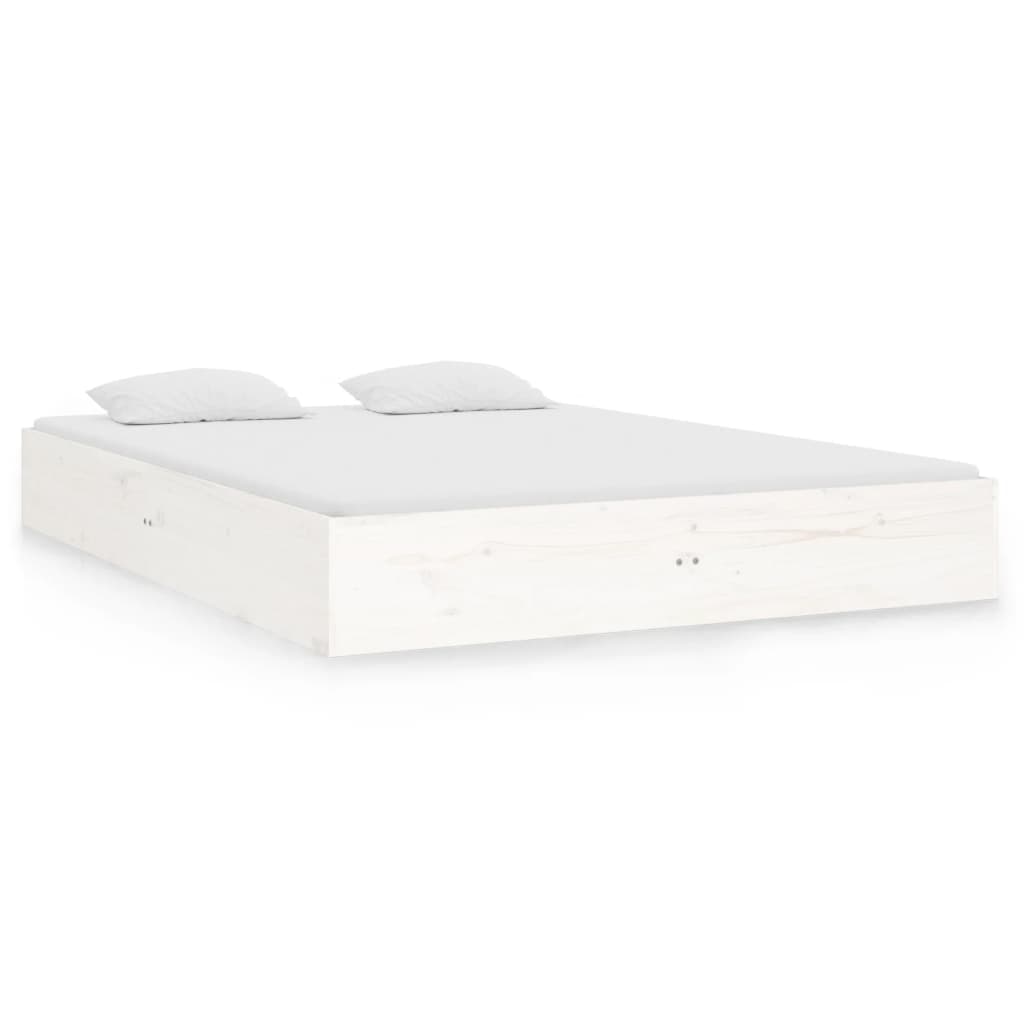 vidaXL Estrutura de cama 140x190 cm madeira maciça branco