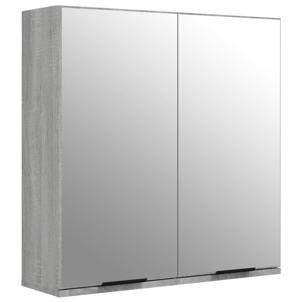 vidaXL Armário espelhado p/ casa de banho 64x20x67 cm cinzento sonoma