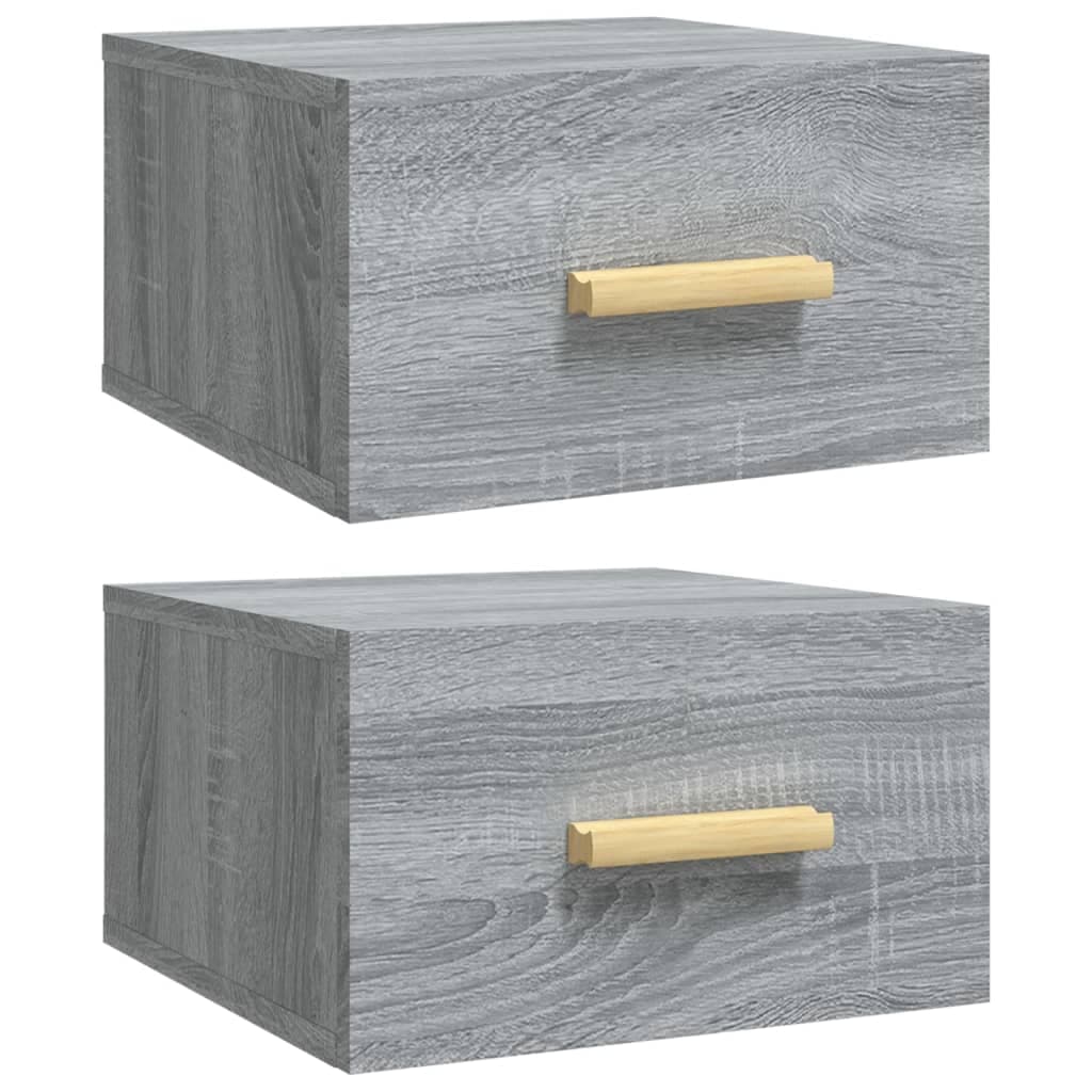 vidaXL Mesas de cabeceira de parede 2 pcs 35x35x20 cm cinzento sonoma