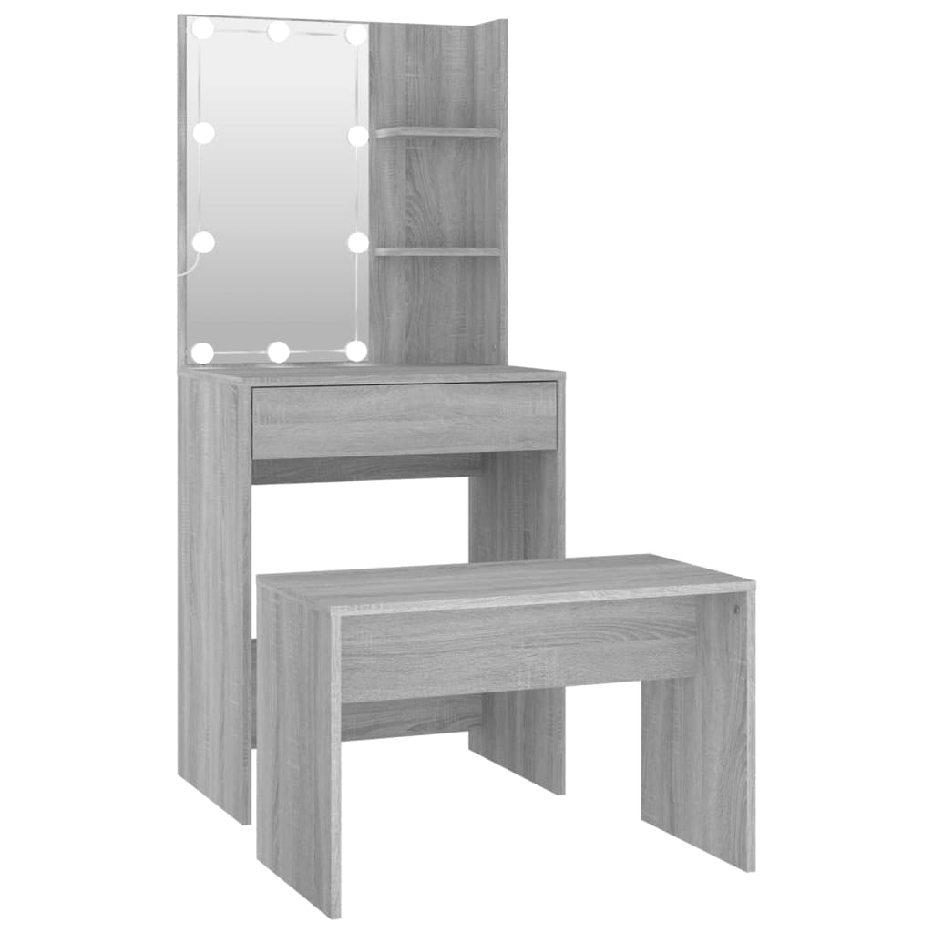 Conjunto Toucador com Leds Madeira Processada Sonoma Cinza - 3114137