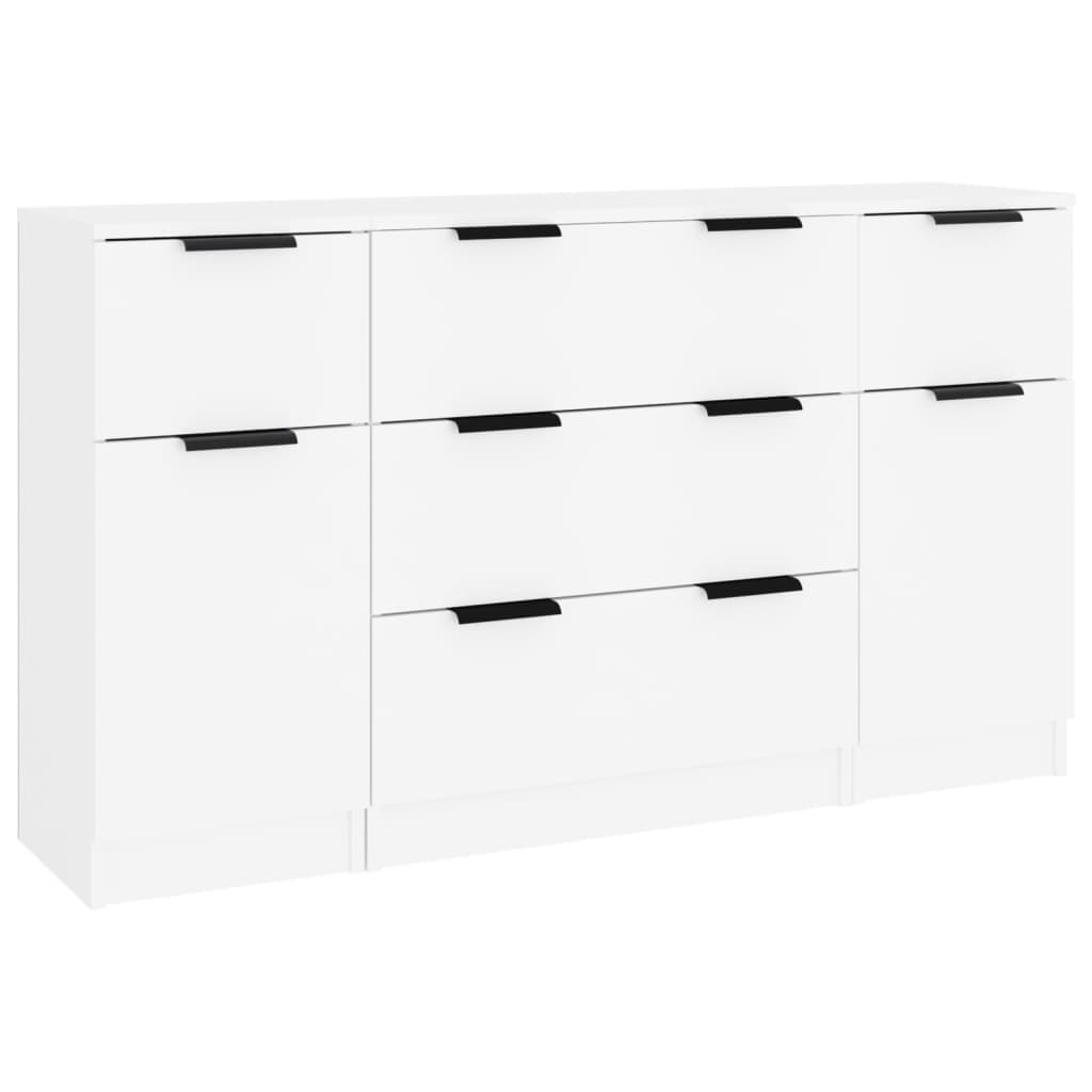 vidaXL 3 pcs conjunto de aparadores madeira processada branco