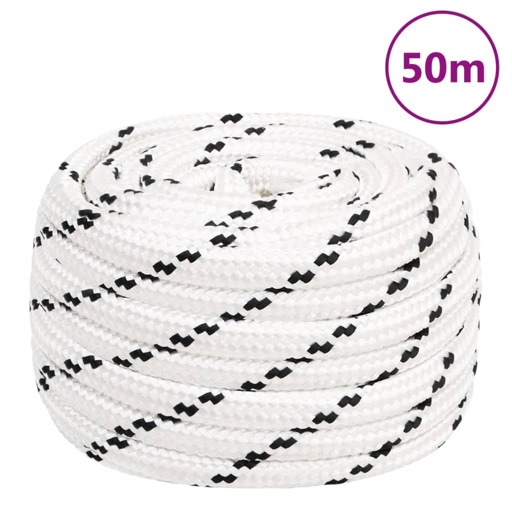 vidaXL Corda de trabalho 18 mm 50 m poliéster branco