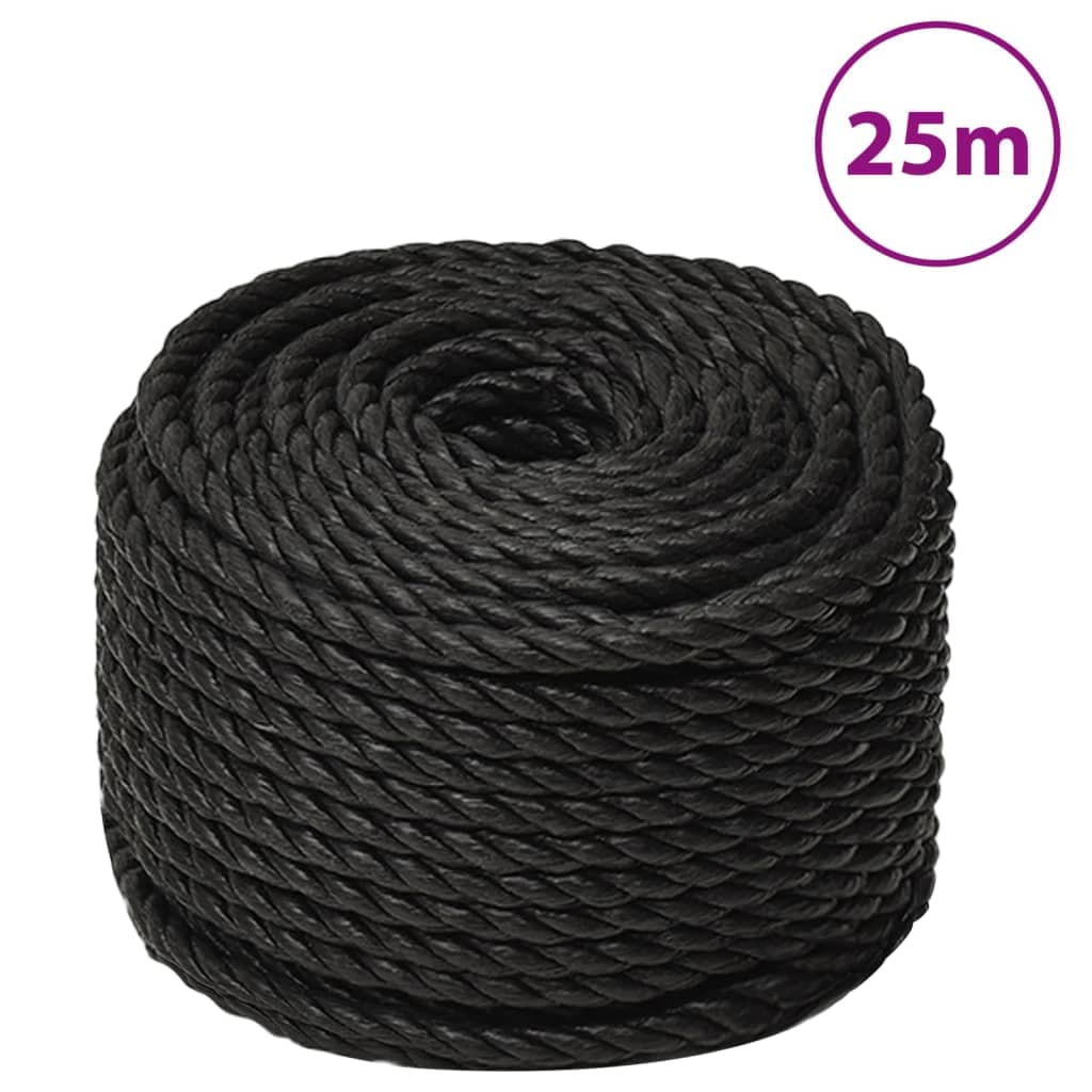 vidaXL Corda de trabalho 14 mm 25 m polipropileno preto