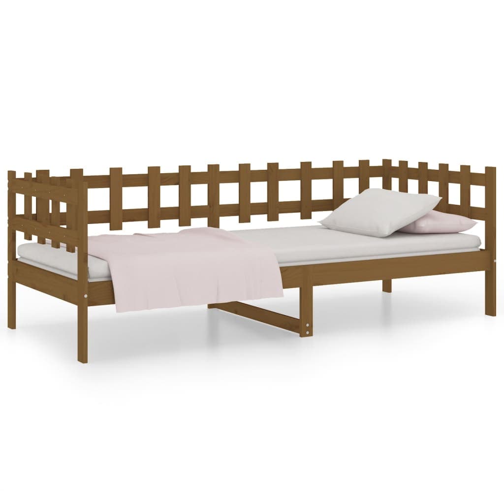 vidaXL Sofá-cama 90x200 cm madeira de pinho maciça castanho mel