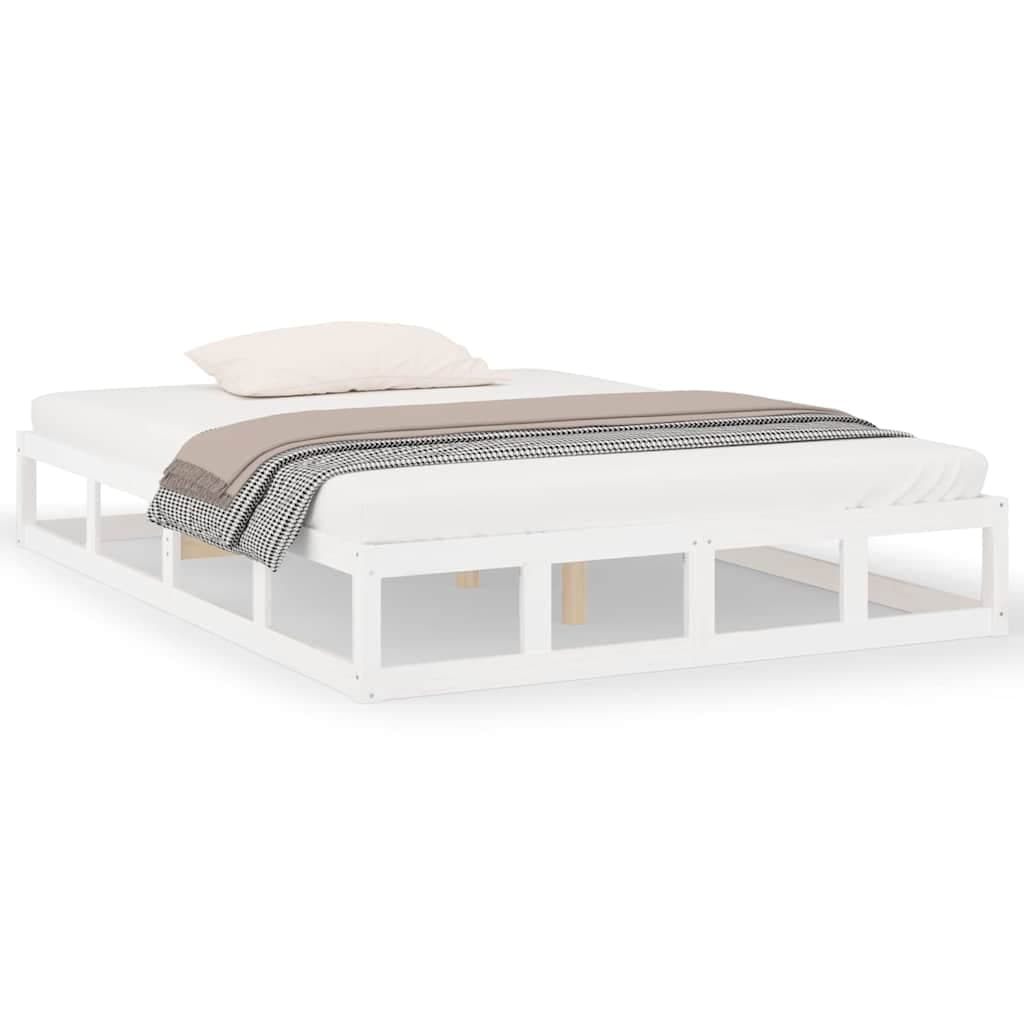 vidaXL Estrutura de cama 120x200 cm madeira maciça branco