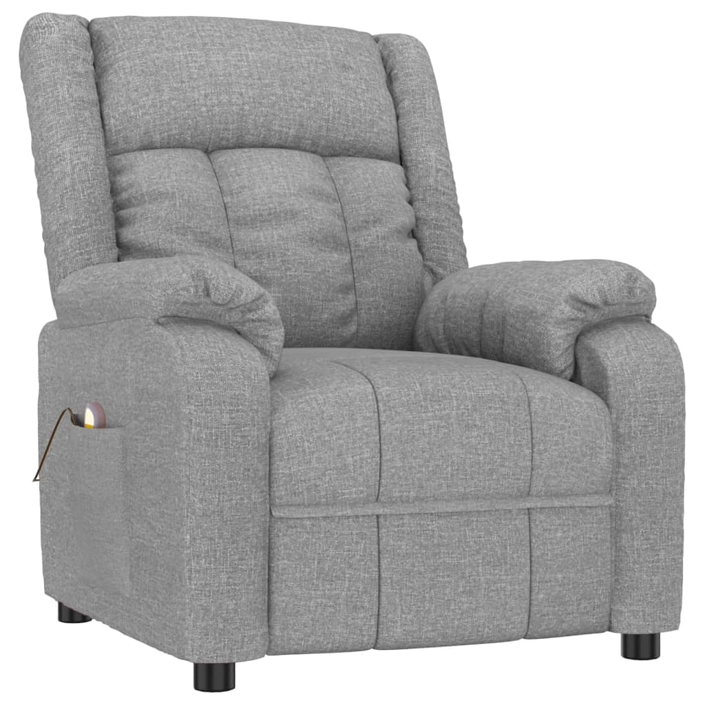 vidaXL Poltrona de massagens tecido cinzento-claro