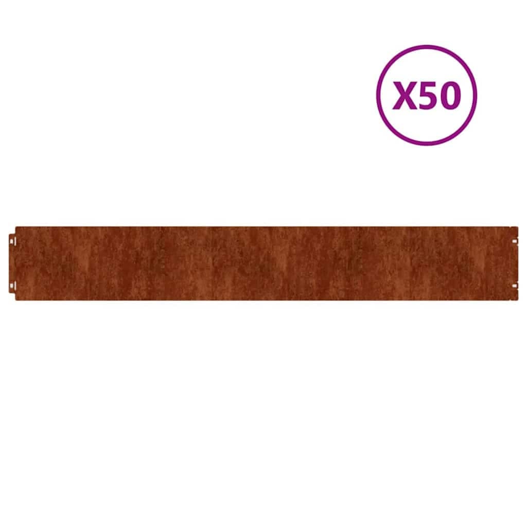vidaXL Bordas de relvado 50 pcs 15x103 cm aço corten flexível