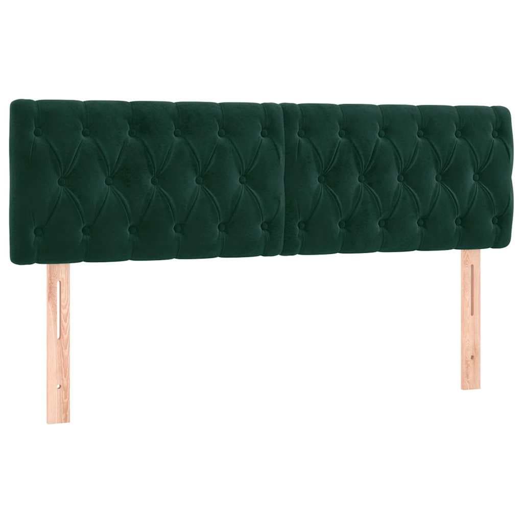vidaXL Cabeceiras verde-escuro 144x7x78/88 cm veludo