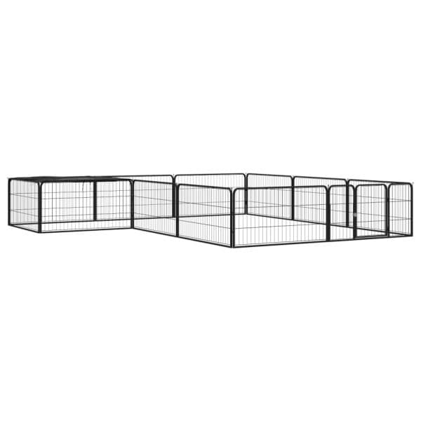 Parque Cães com 12 Painéis 100x50 cm Aço Revestido a Pó Preto - 3115977