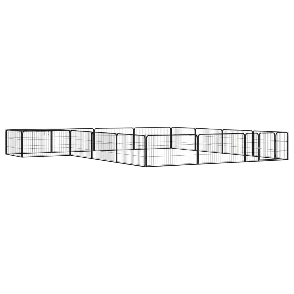 Parque Cães com 16 Painéis 100x50 cm Aço Revestido a Pó Preto - 3115978