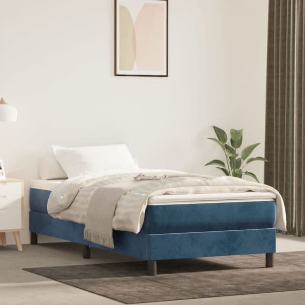 Colchão vidaXL de Molas Ensacadas 90x190x20 cm Veludo Azul-escuro - 1096942197