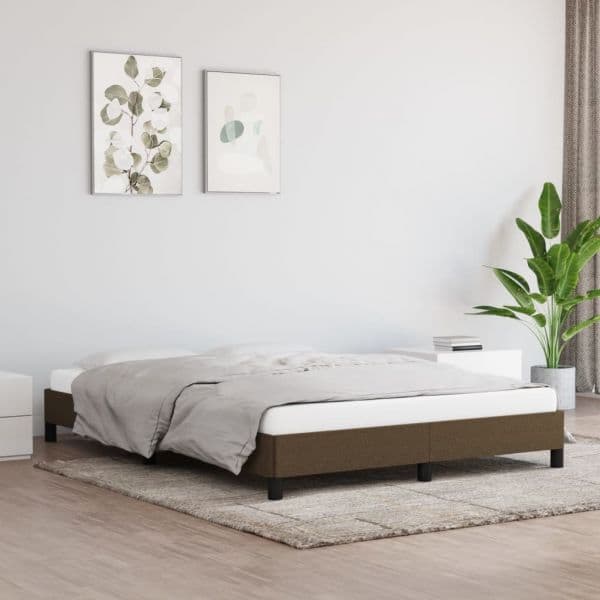 Estrutura de Cama 140x200 cm Tecido Castanho-escuro - 346723