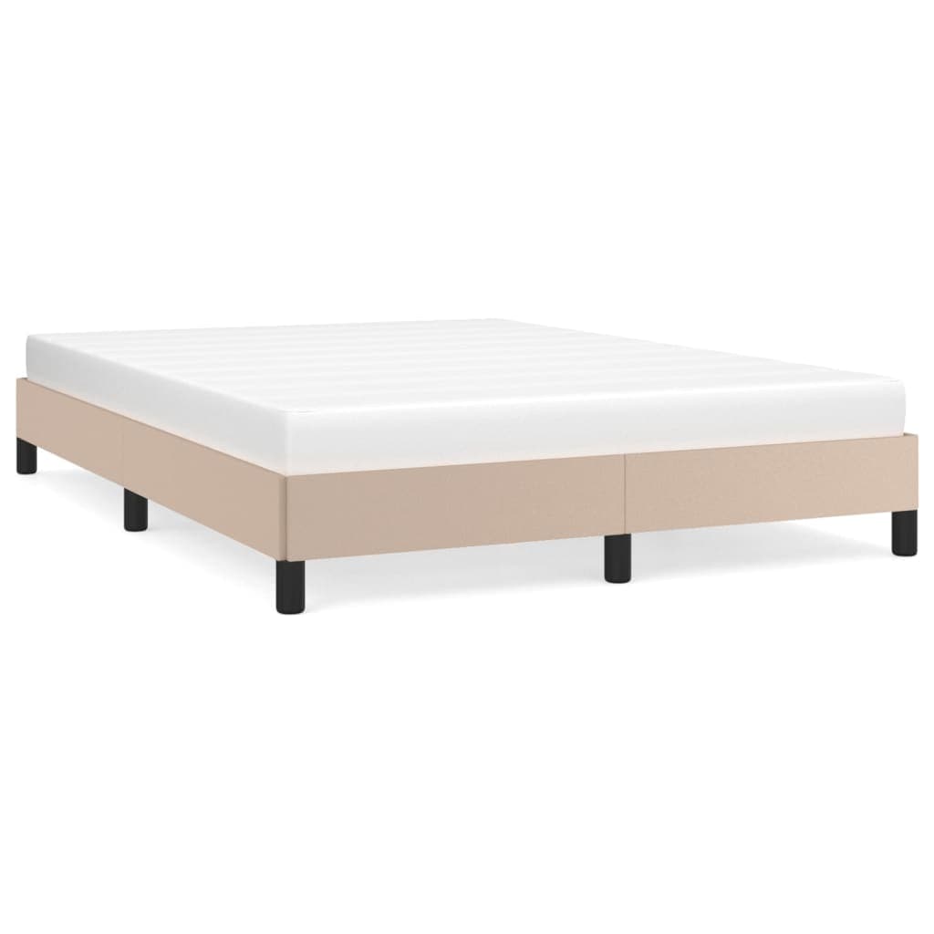 vidaXL Estrutura de cama 140x190 cm couro artificial cappuccino