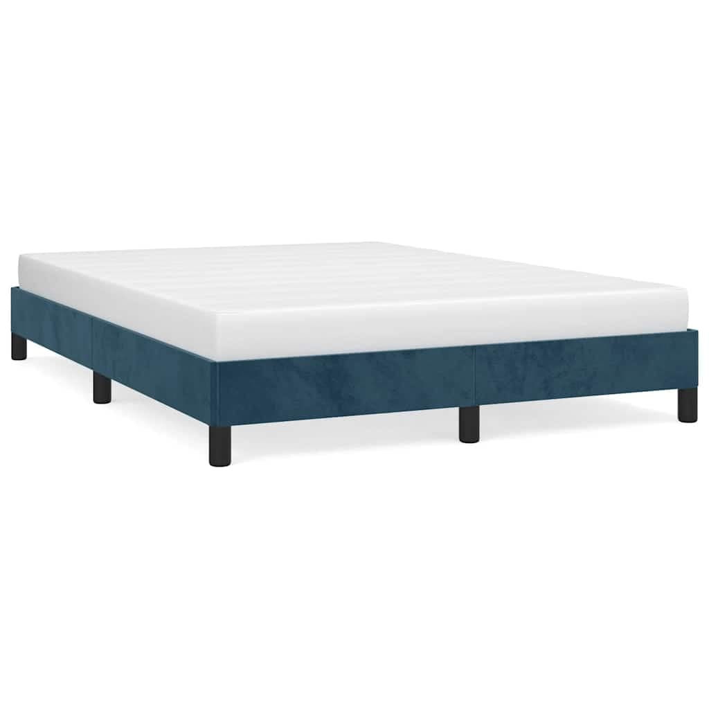vidaXL Estrutura de cama sem colchão 140x190 cm veludo azul-escuro