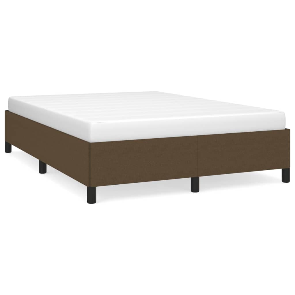 vidaXL Estrutura de cama sem colchão 140x190 cm tecido castanho-escuro