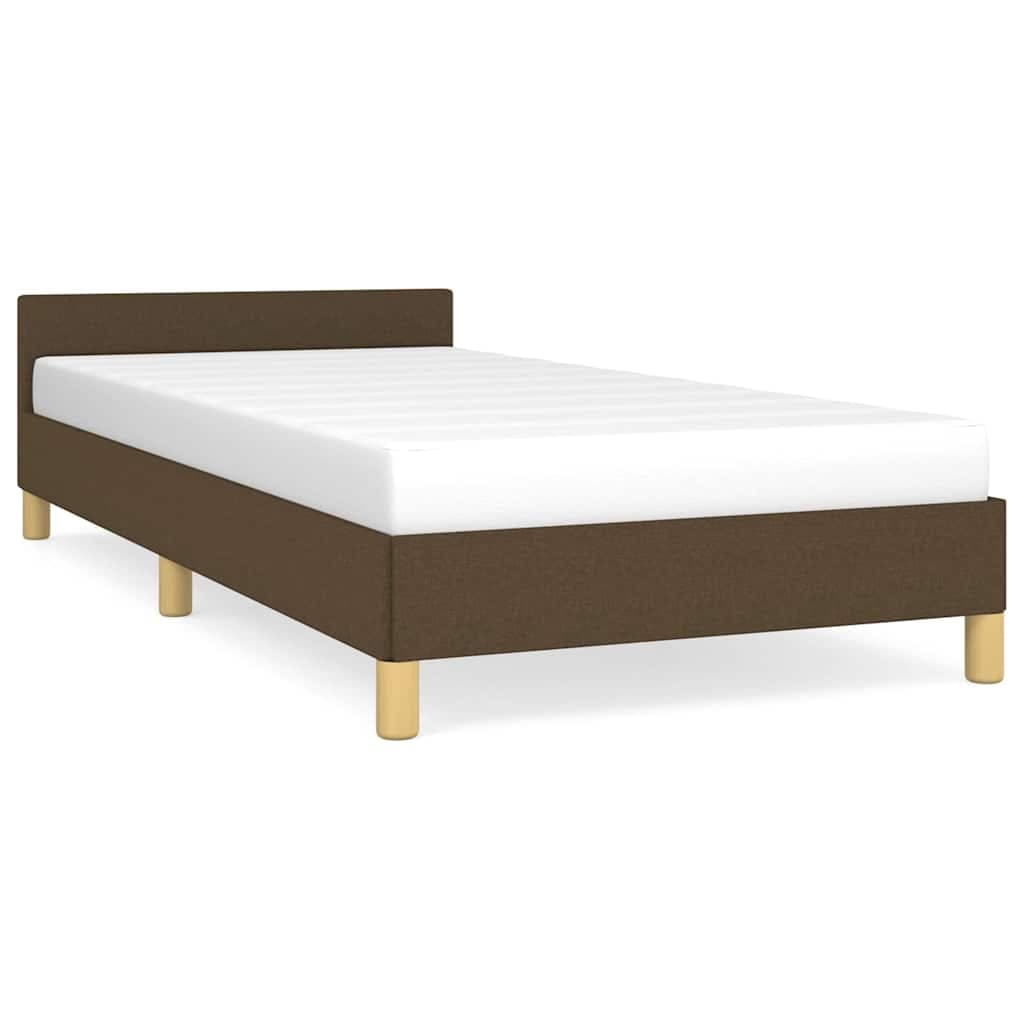 vidaXL Estrutura de Cama com Cabeceira Tecido Castanho-escuro 90x200 cm - 2428818937